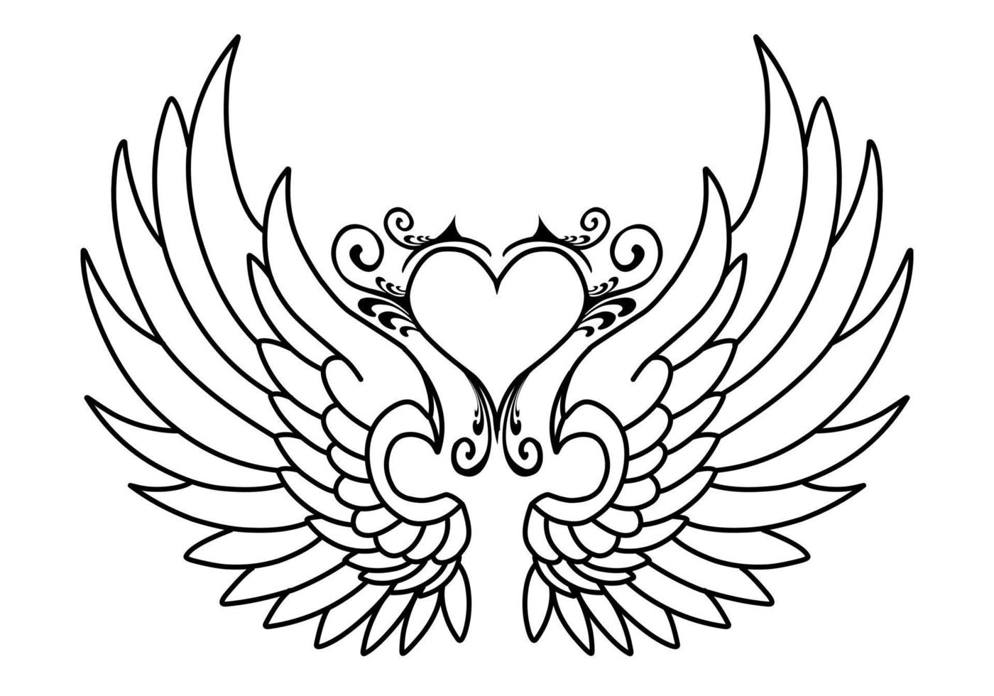 Free vector angel wings line art and outline