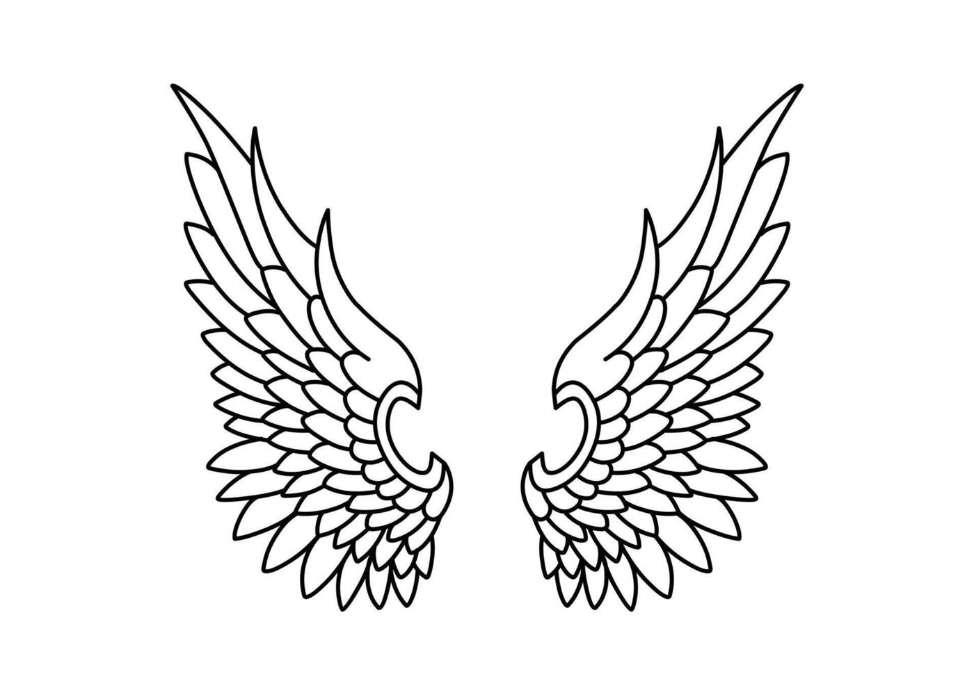 Free vector angel wings line art and outline