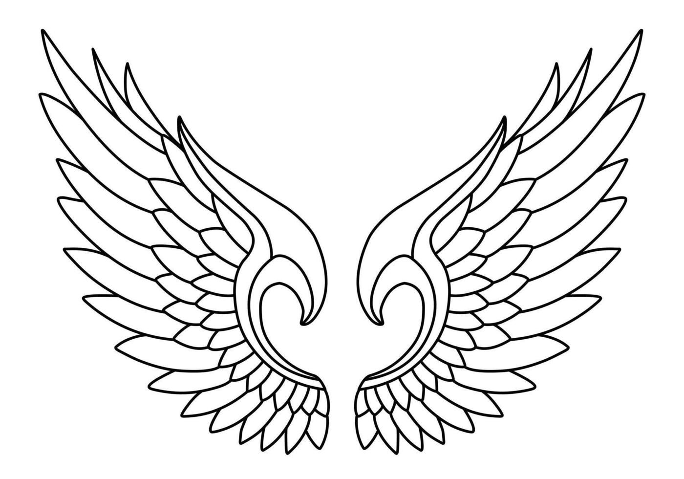 Free vector angel wings line art and outline