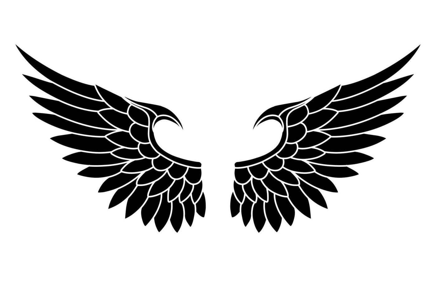 Free vector angel wings line art and outline