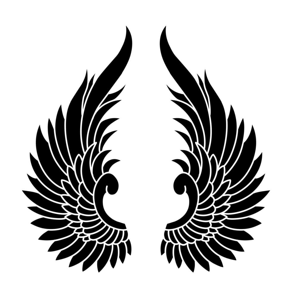 Free vector angel wings line art and outline