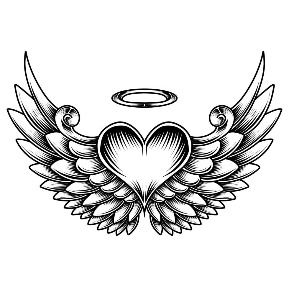 Free vector angel wings line art and outline