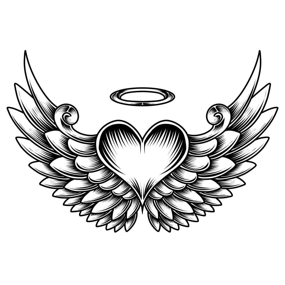 Free vector angel wings line art and outline