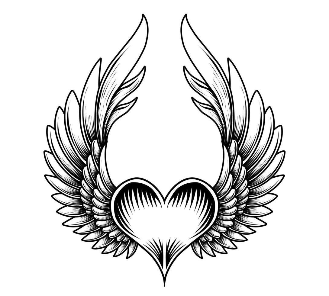 Free vector angel wings line art and outline