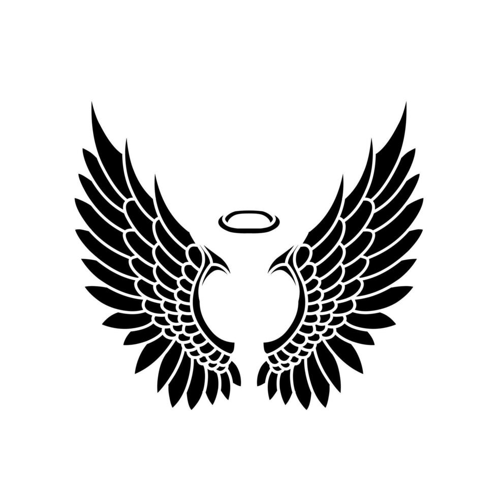 Free vector angel wings line art and outline