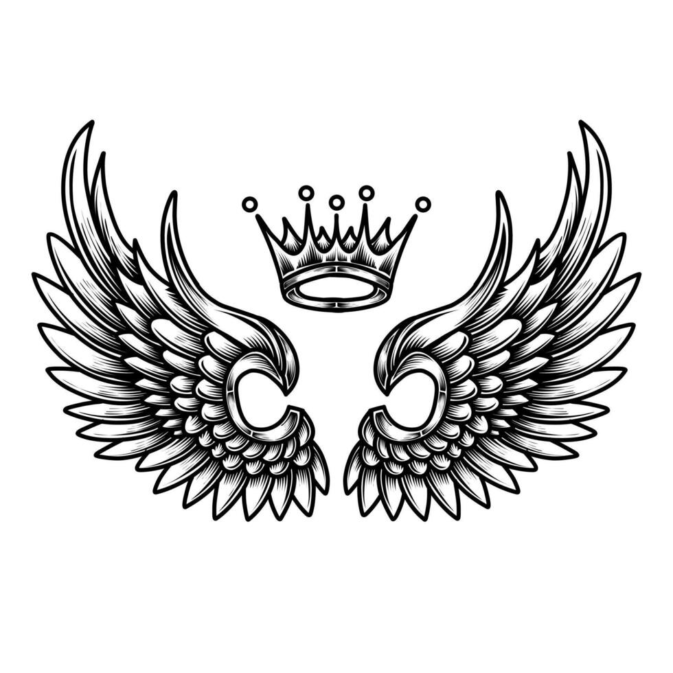 Free vector angel wings line art and outline