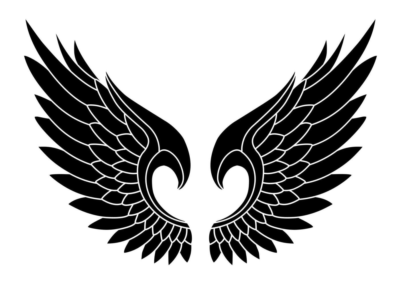 Free vector angel wings line art and outline