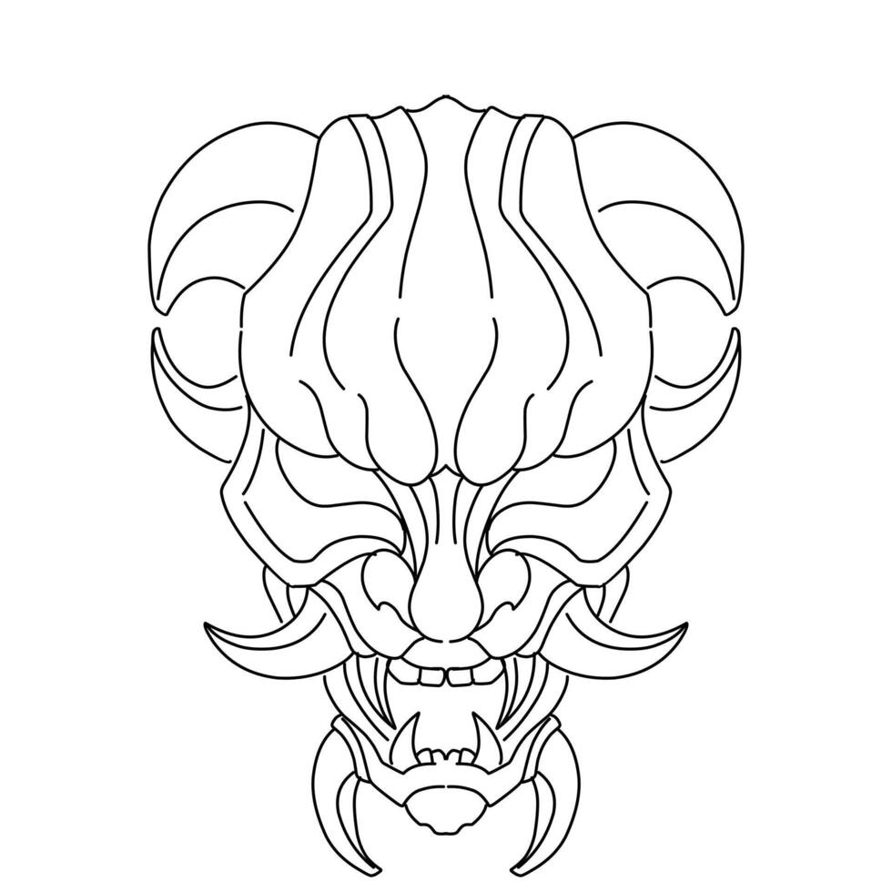 Japnese oni mask devil hand drawn illustration vector