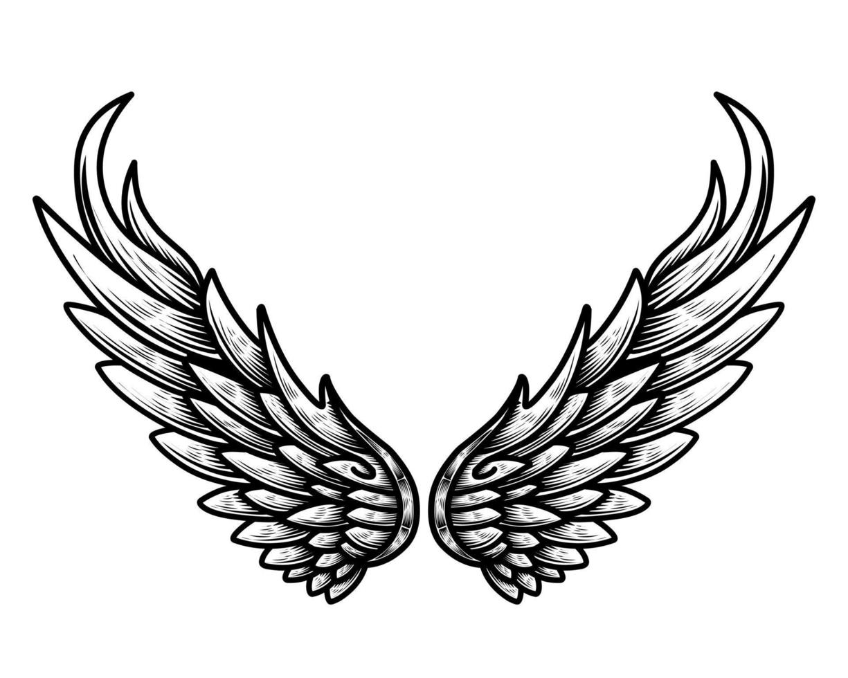 diseño de tatuaje vintage de alas de ángel de vector libre