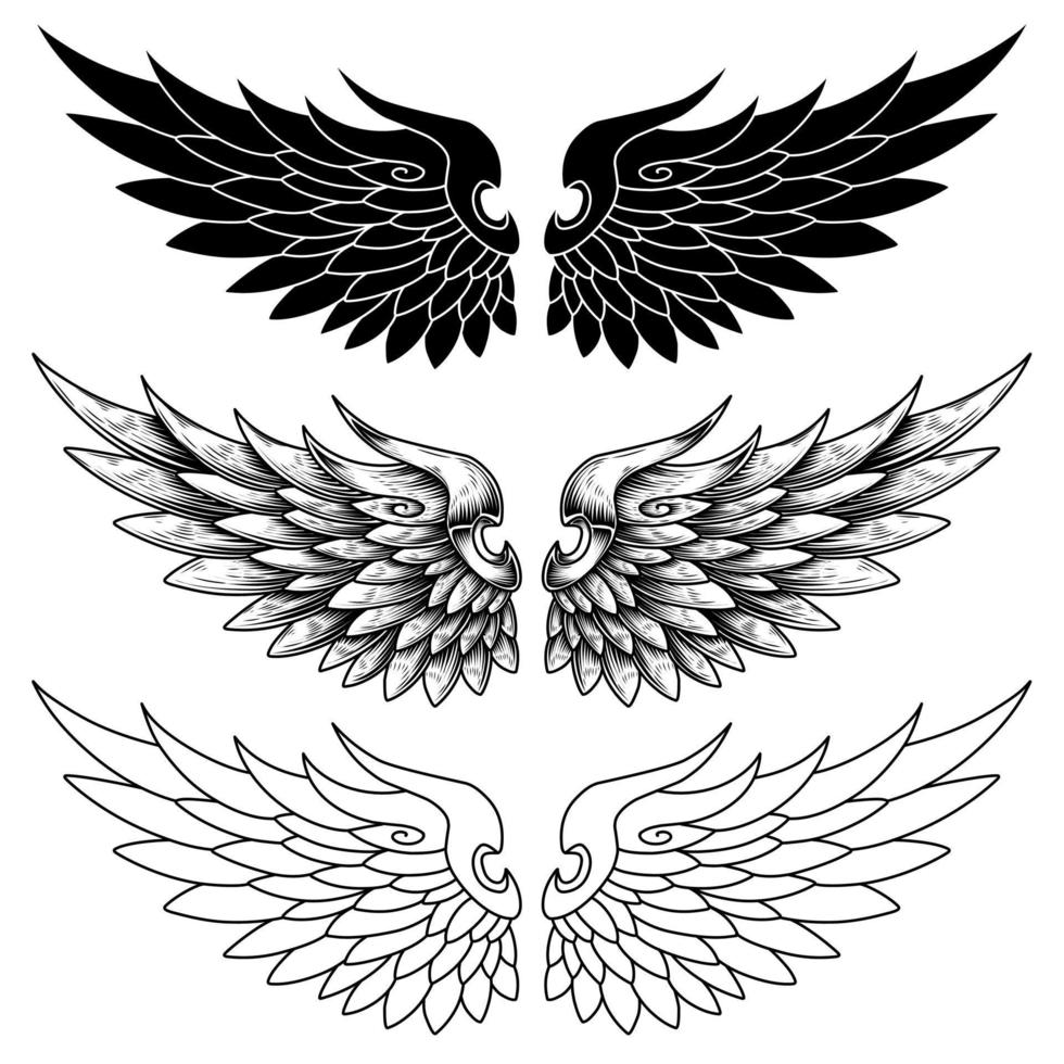 diseño de tatuaje vintage de alas de ángel de vector libre