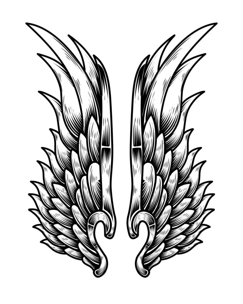 diseño de tatuaje de alas de ángel vectorial vector