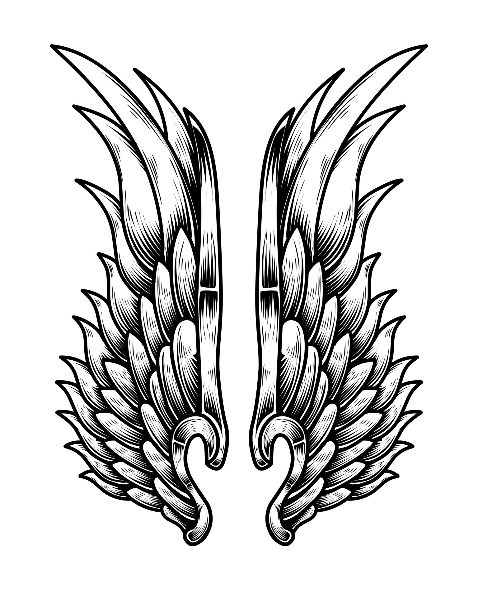 Vector angel wings tattoo design 16547801 Vector Art at Vecteezy