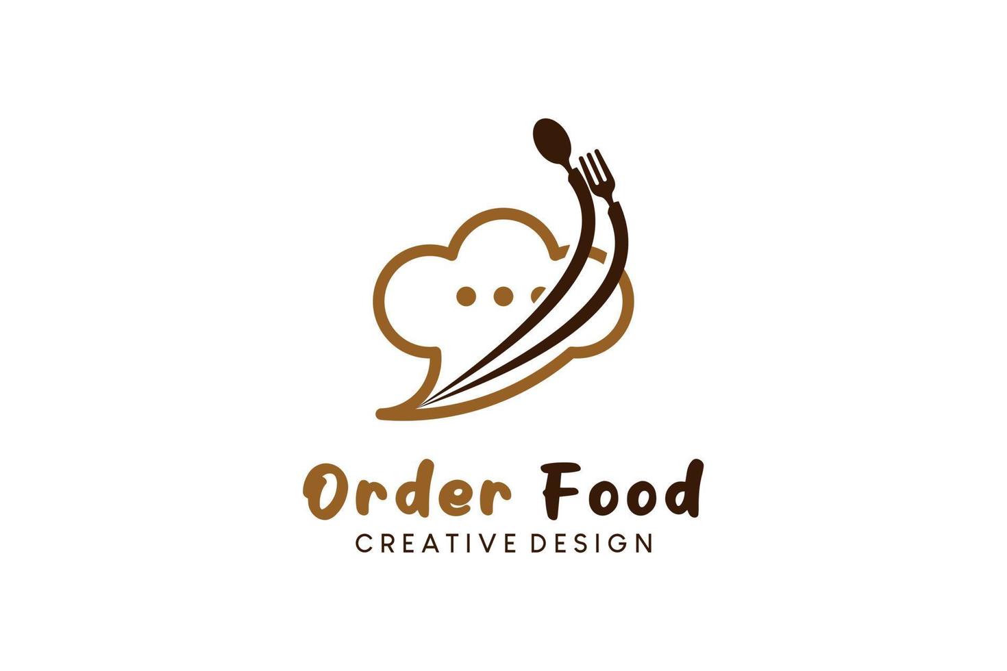 diseño de logotipo de comida en línea, ilustración de vector de pedido de comida con concepto creativo