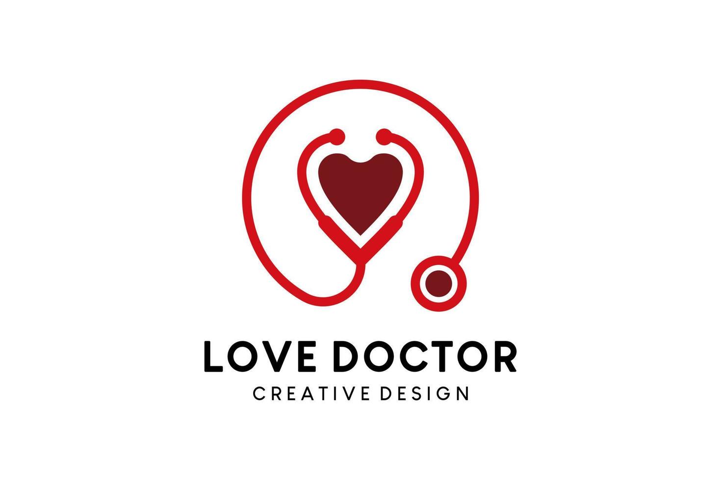 Doctor logo design with stethoscope creative line style vector