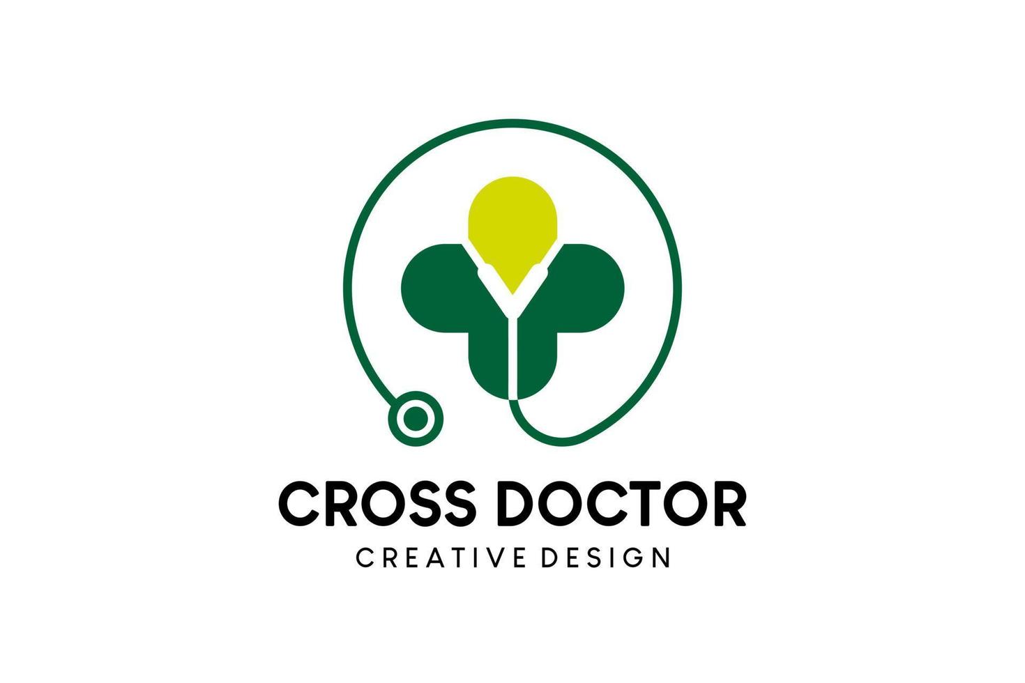 diseño de logotipo de médico cruzado, ilustración de vector de icono de cruz médica