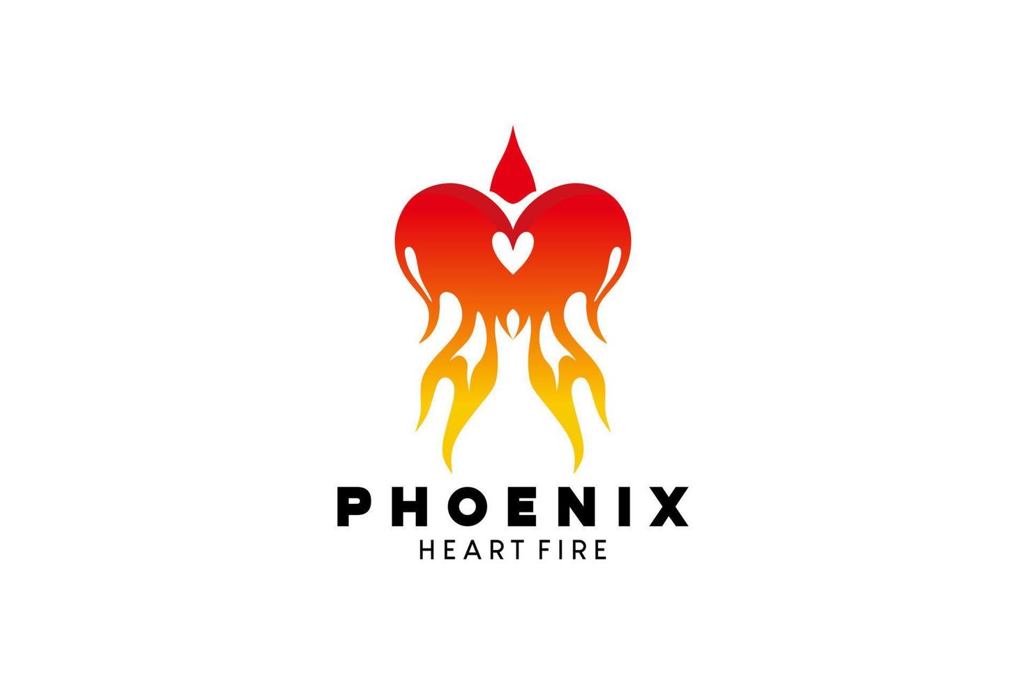 Phonic bird logo design with fire in heart vector