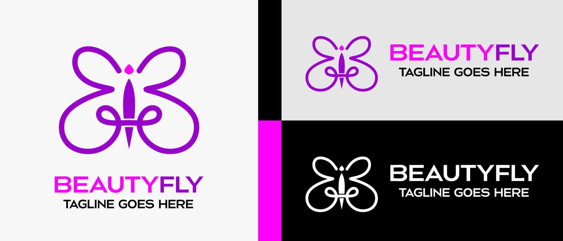 butterfly logo design template in beautiful and luxury lines. vector illustration