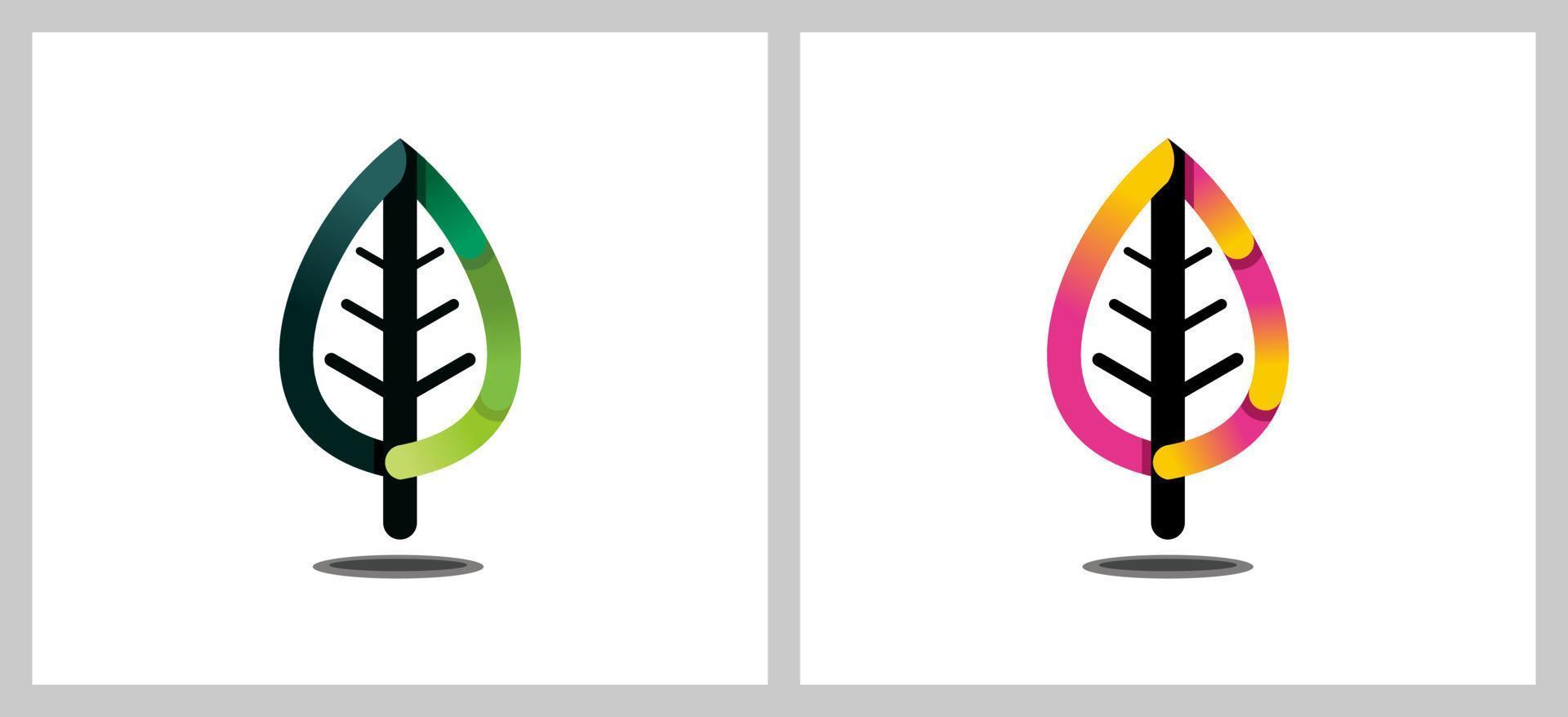 Modern abstract gradient colorful leaf icon design vector