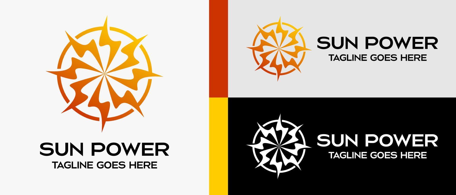 logo design template for company, business, energy or technology. sun rays icon in circle. vector abstract logo illustration