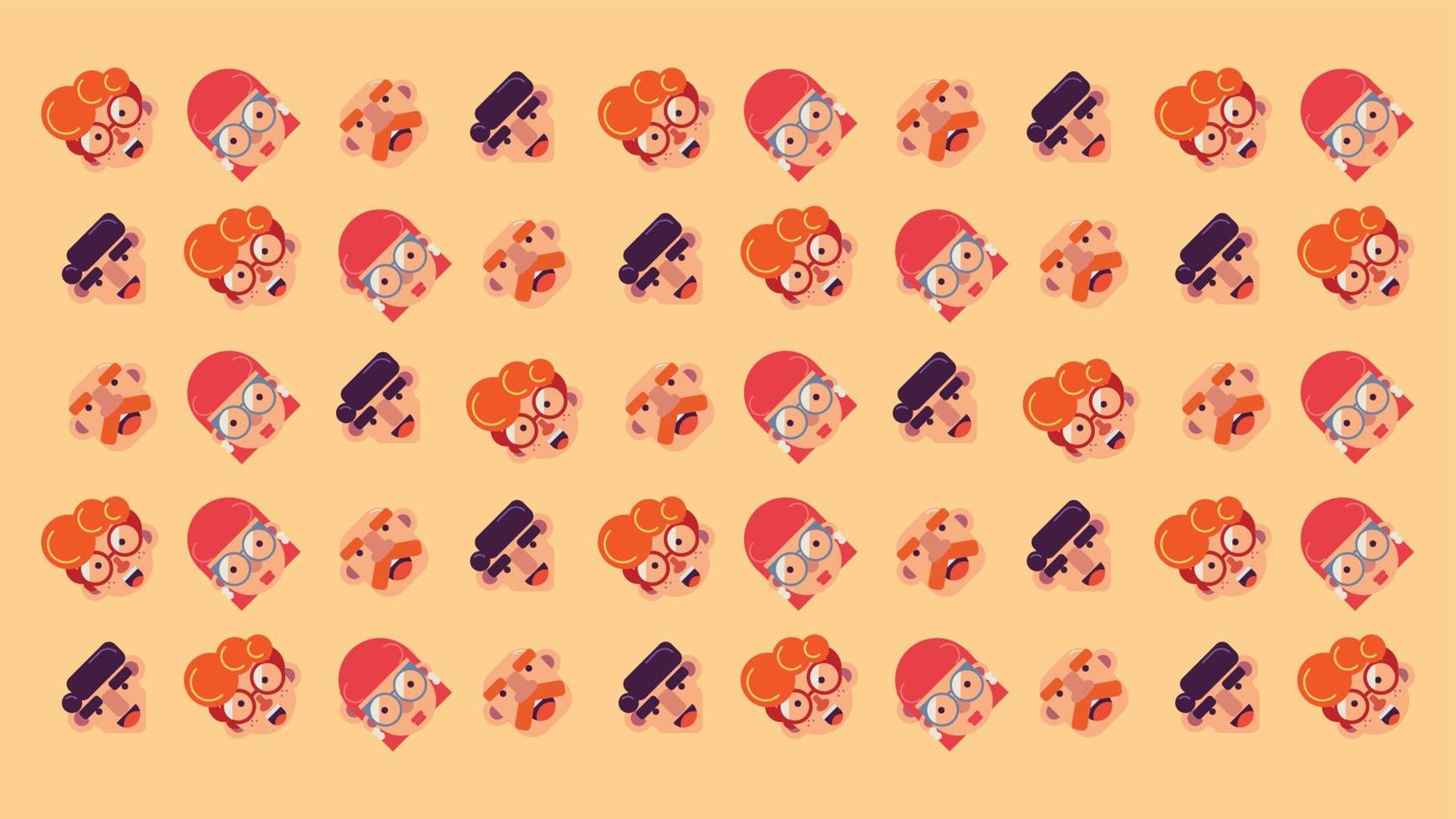 flat design head pattern vector
