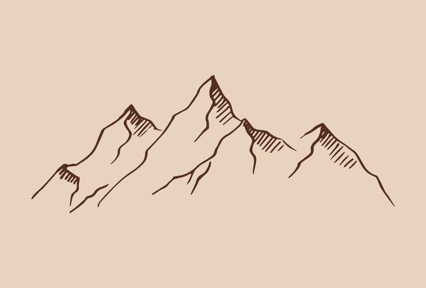 Mountains. Hand drawn rocky peaks. Vector illustration.