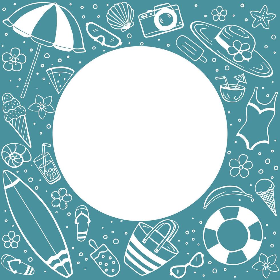 Hand drawn summer poster. Sea and ocean design template. Vector card templates.