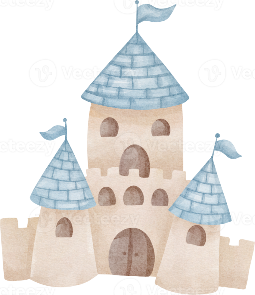 cute watercolor castle png