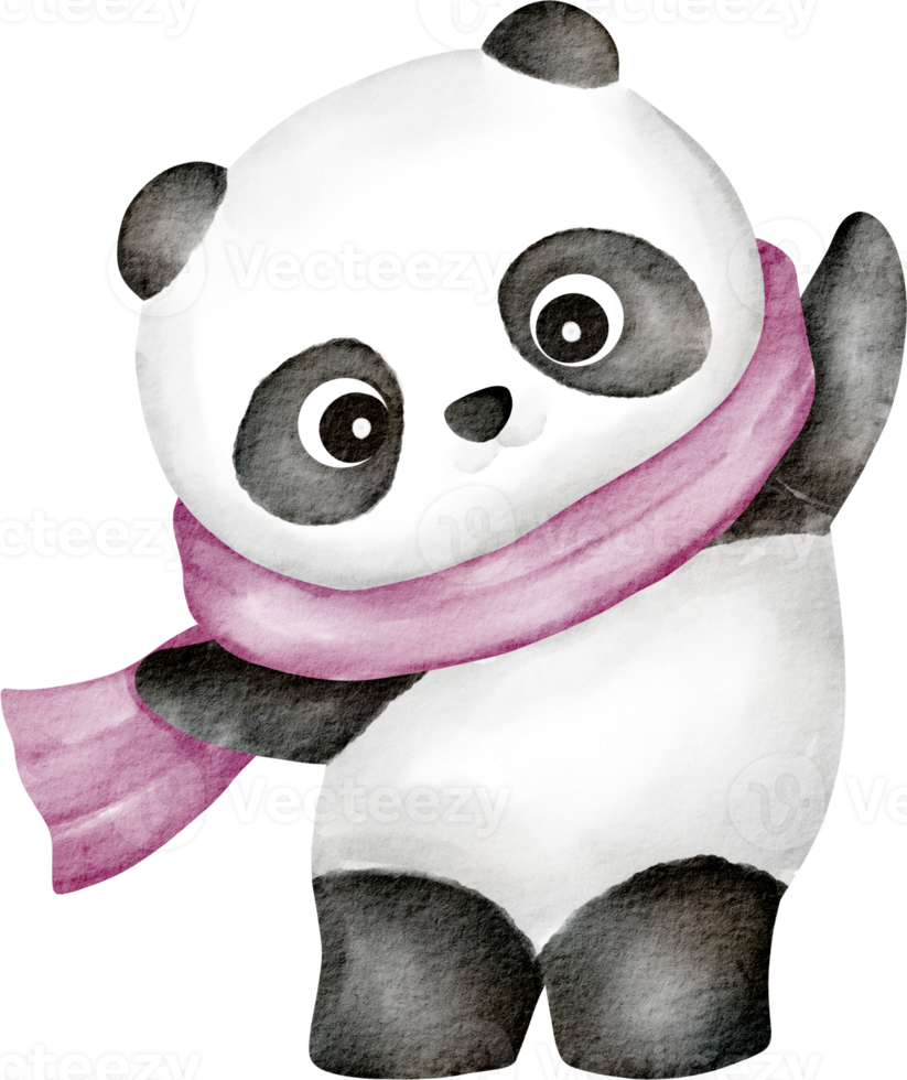 vattenfärg panda tecknad serie png