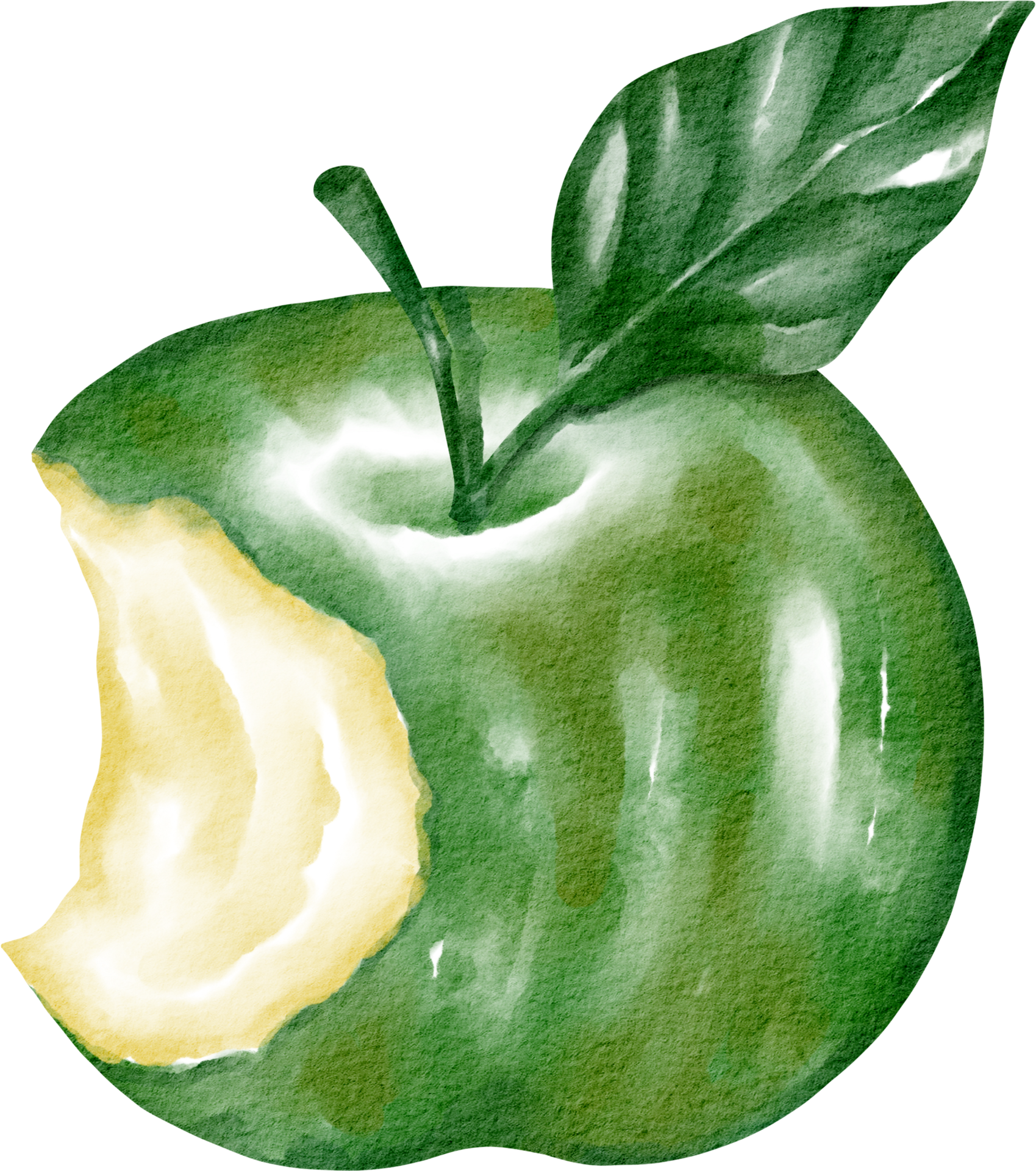 Hand drawn Vector illustration of Green Apple with leaf. Cartoon Drawing on  white isolated background for Icon or logo 8778871 Vector Art at Vecteezy