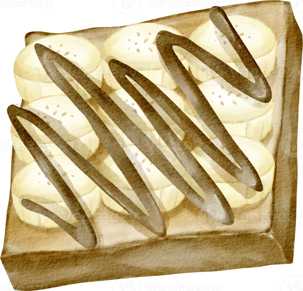 watercolor waffle banana toast png
