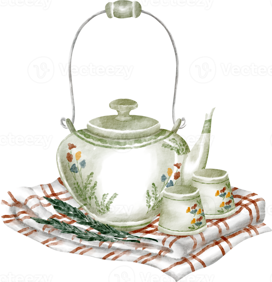 watercolor tea kettle clip art png