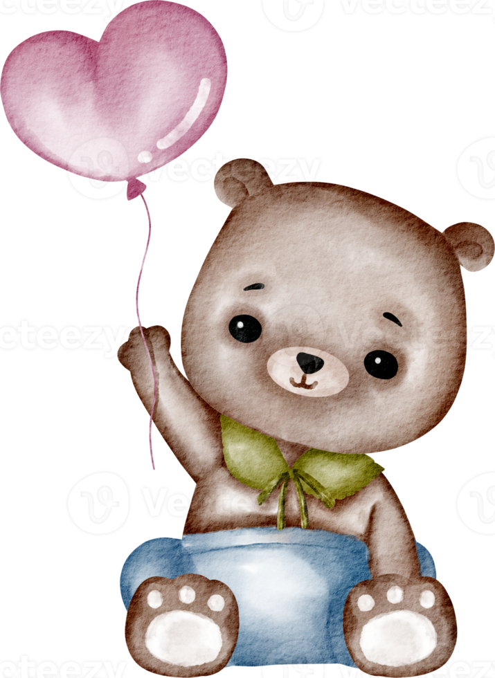 acuarela oso de peluche dibujos animados lindo png