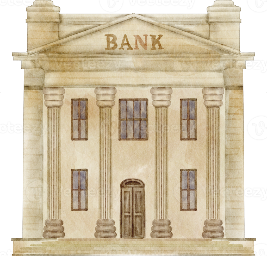prédio do banco em aquarela 16548330 PNG