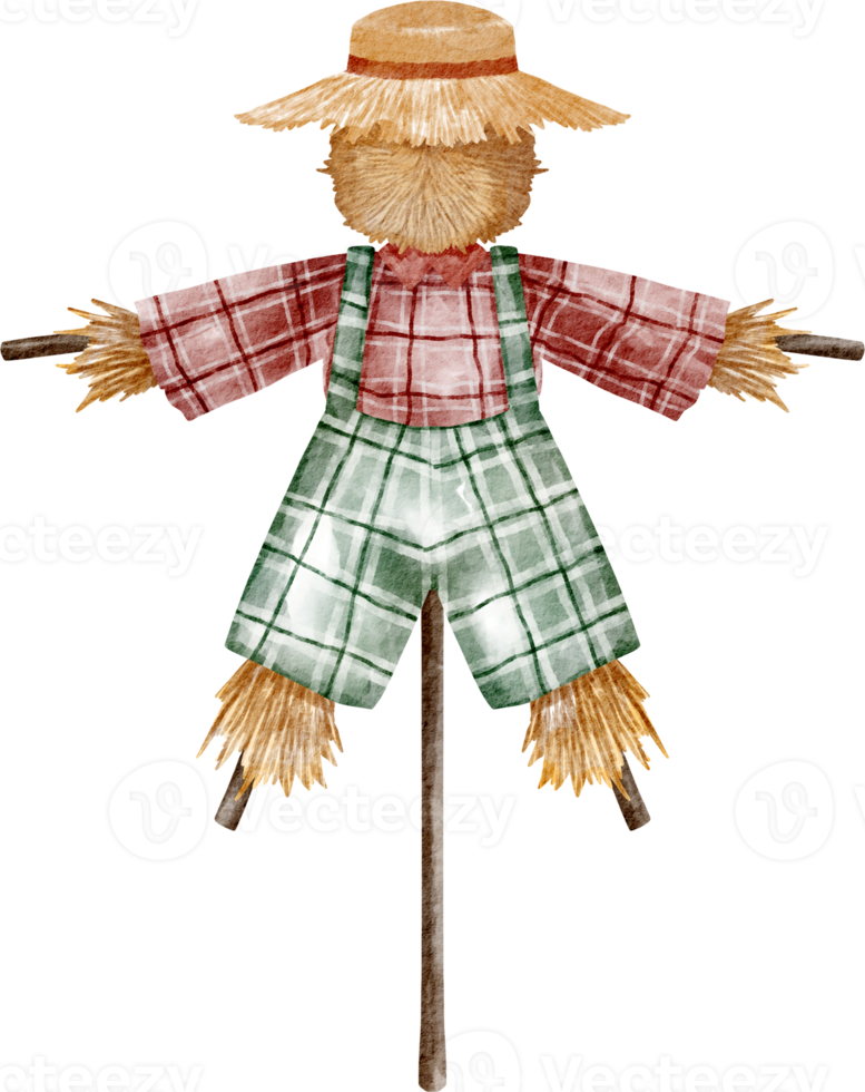 watercolor scarecrow farm element png