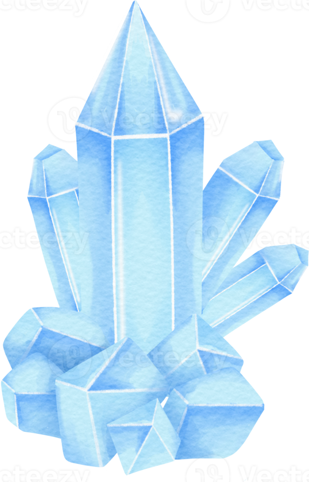 cristal bleu aquarelle png