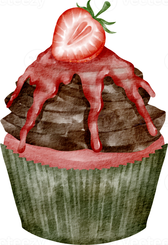 watercolor chocolate cupcake png