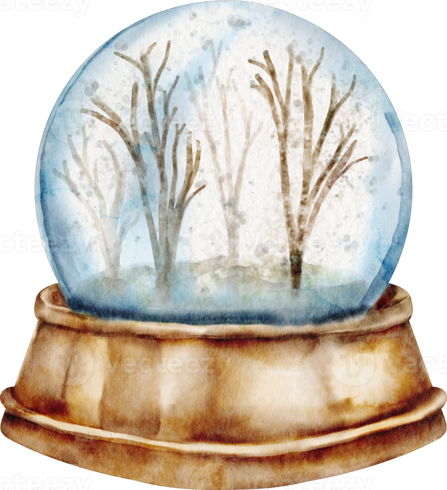 watercolor winter globe png