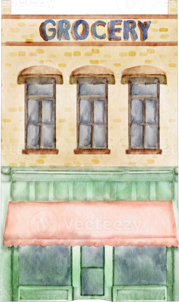 watercolor grocery building png