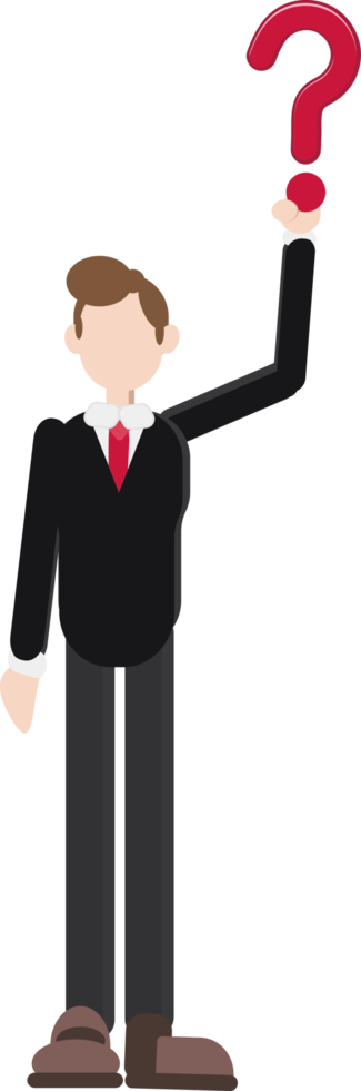 character of a man holding up a question mark symbol png