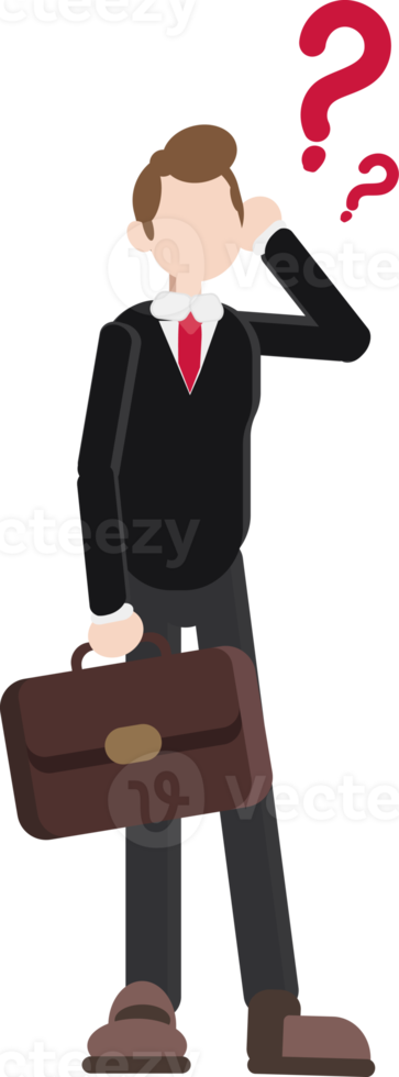 character of a worker carrying his briefcase while looking confused png