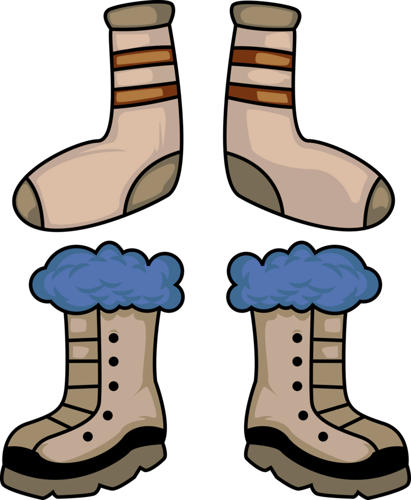 chaussettes et bottes de neige illustration d'élément d'hiver png