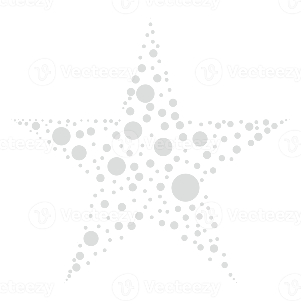 Star Shape made from Polka Dot or Circle Shape Composition for Logo, Art Illustration, Website, Apps, or Graphic Design Element. Format PNG