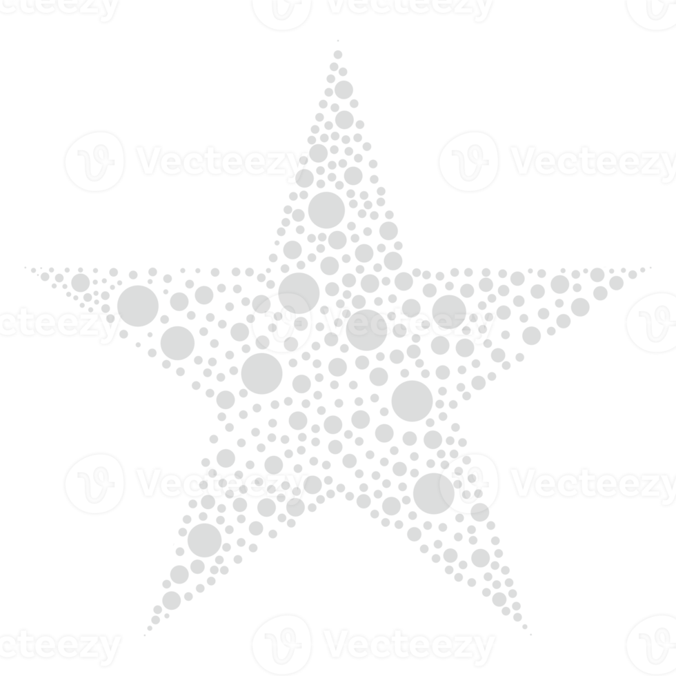 Star Shape made from Polka Dot or Circle Shape Composition for Logo, Art Illustration, Website, Apps, or Graphic Design Element. Format PNG