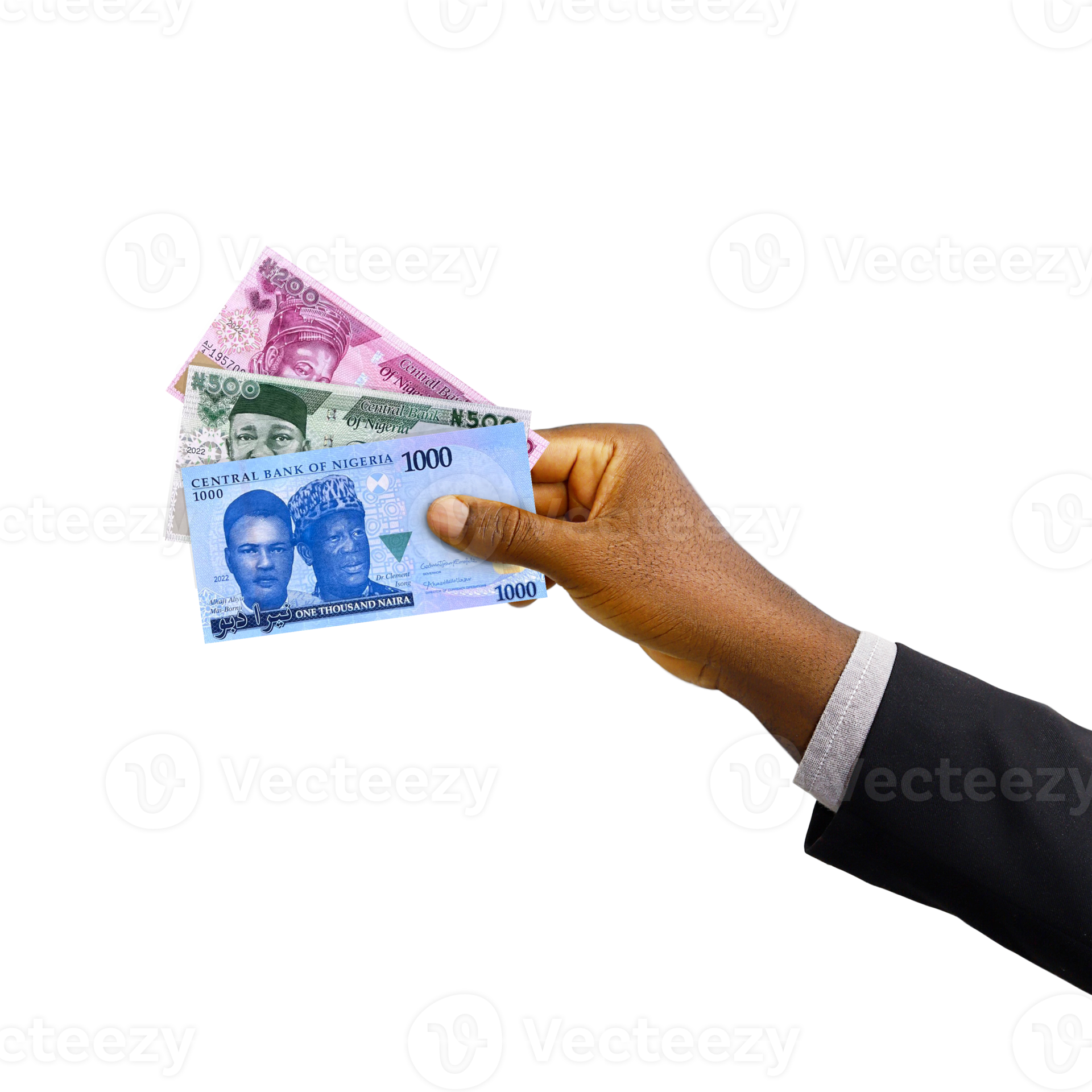 Black Hand With Suit Holding New Nigerian Naira Notes Isolated On nigerian-currency-png