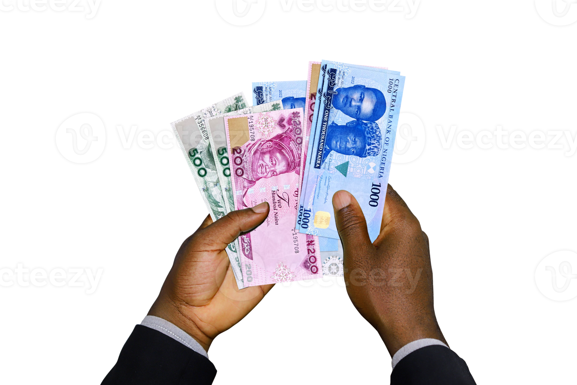 Black Hands In Suit Holding 3D Rendered New Nigerian Naira Notes black-hands-in-suit-holding-3d-rendered-new-nigerian-naira-notes