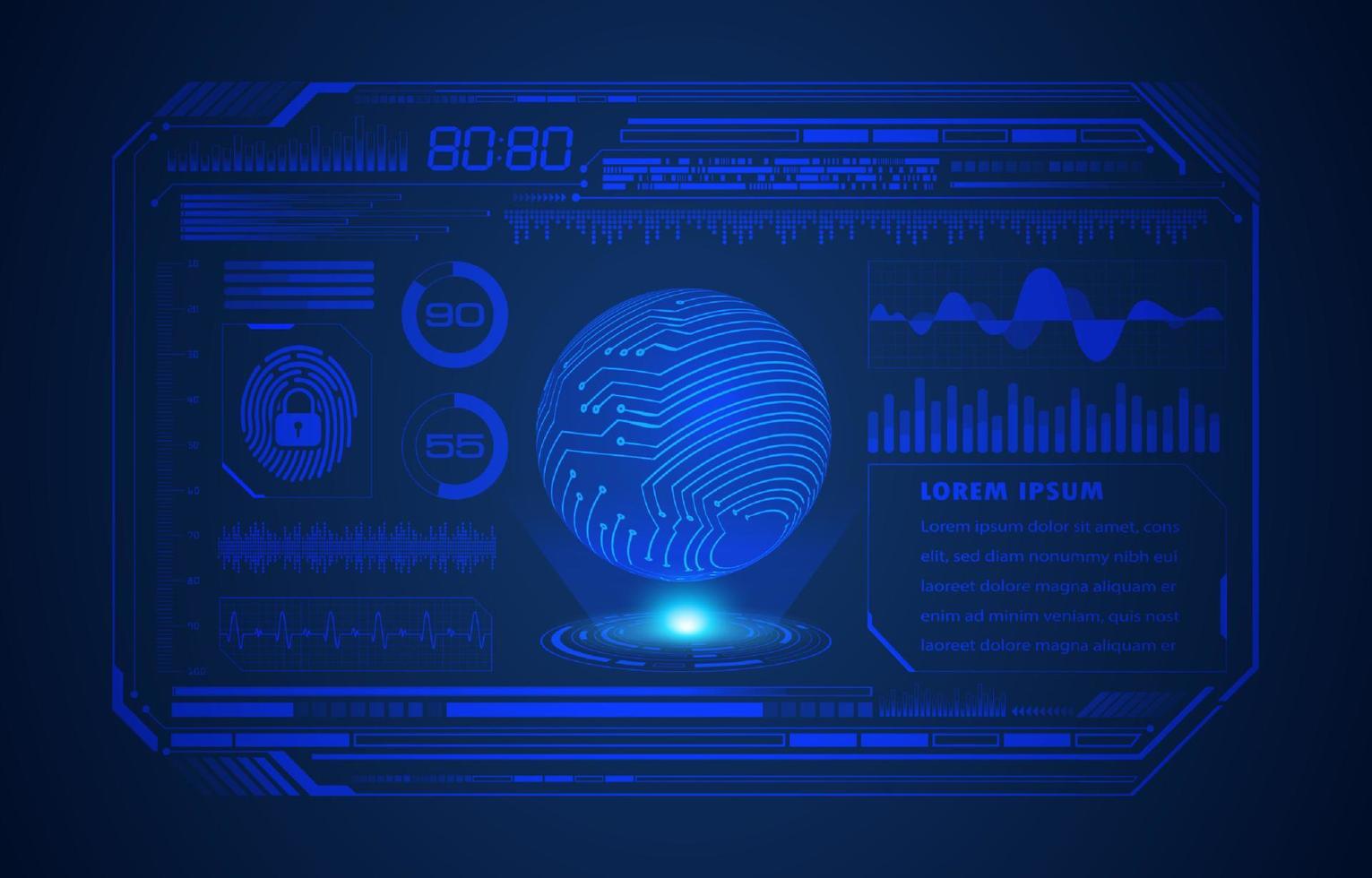 globo holográfico moderno sobre fondo de tecnología vector