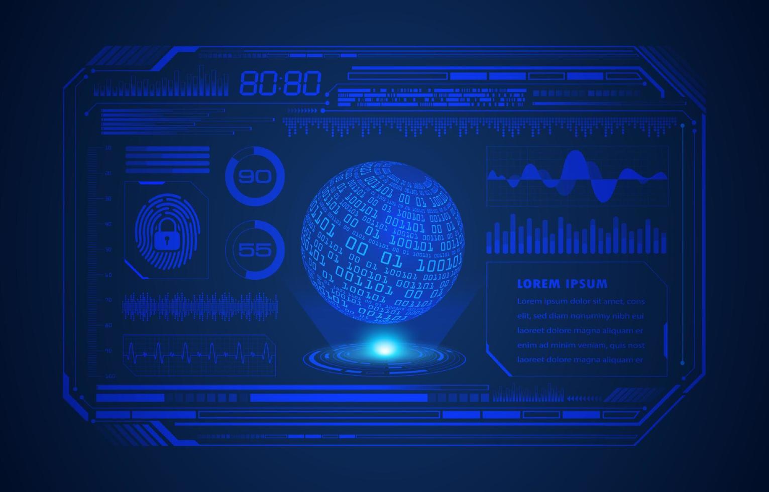 globo holográfico moderno sobre fondo de tecnología vector