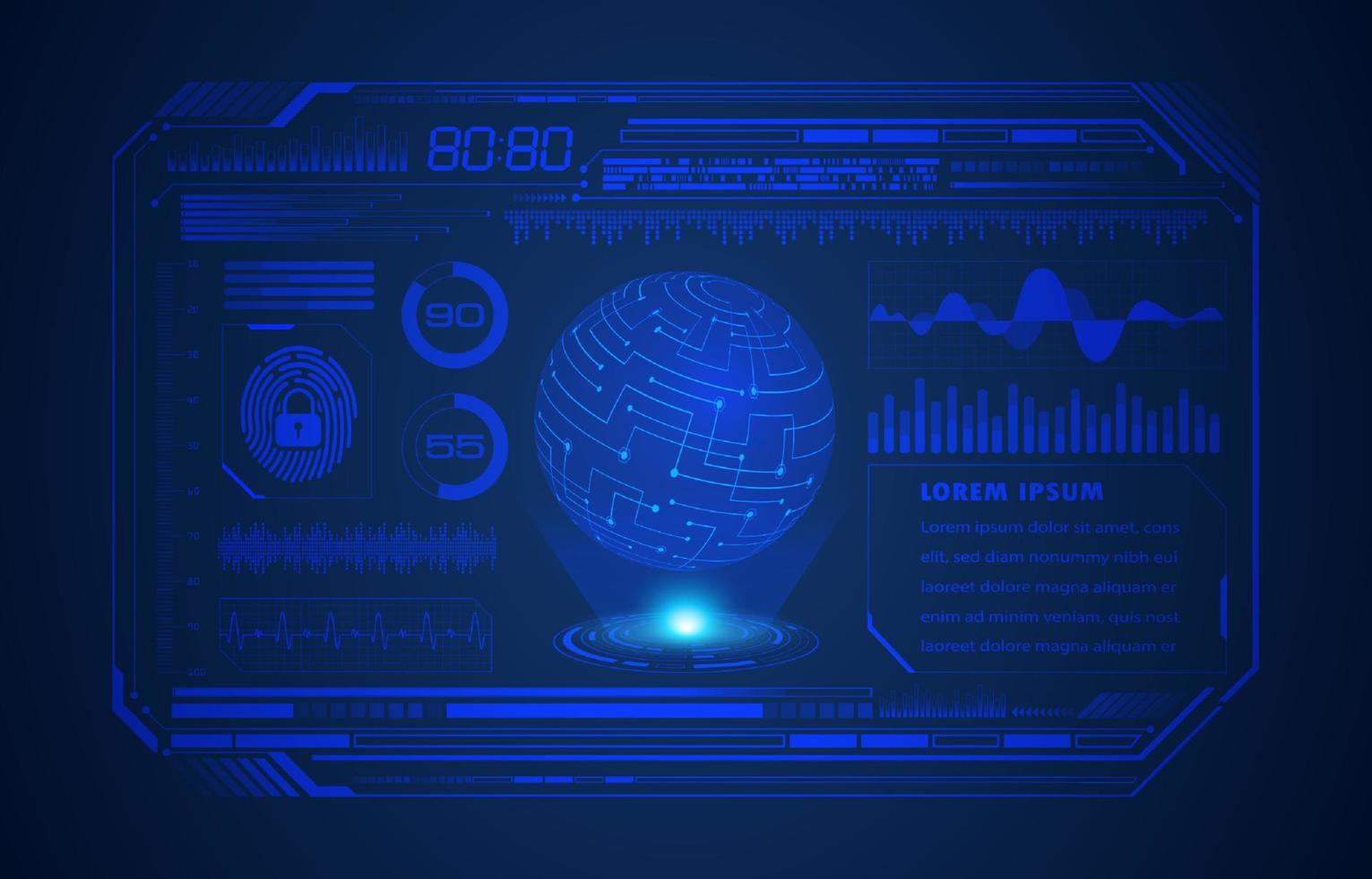 globo holográfico moderno sobre fondo de tecnología vector