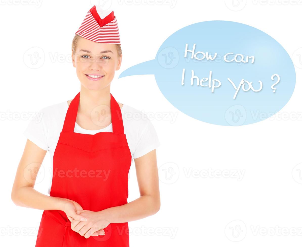 Woman with red apron photo