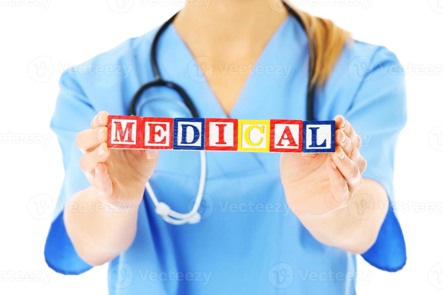 Medical help concept with block letters photo